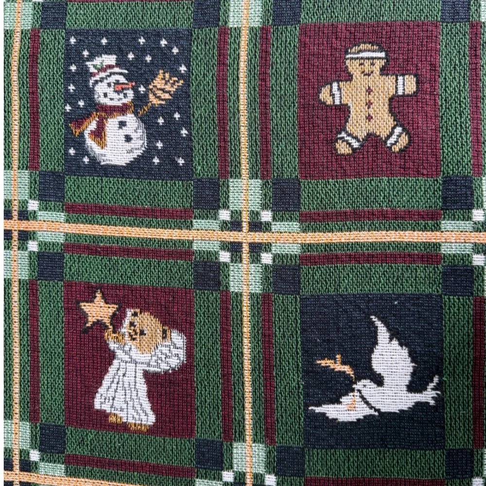 Vintage‎ Happy Holidays Woven Tapestry Throw Blanket Christmas Icons 56x68